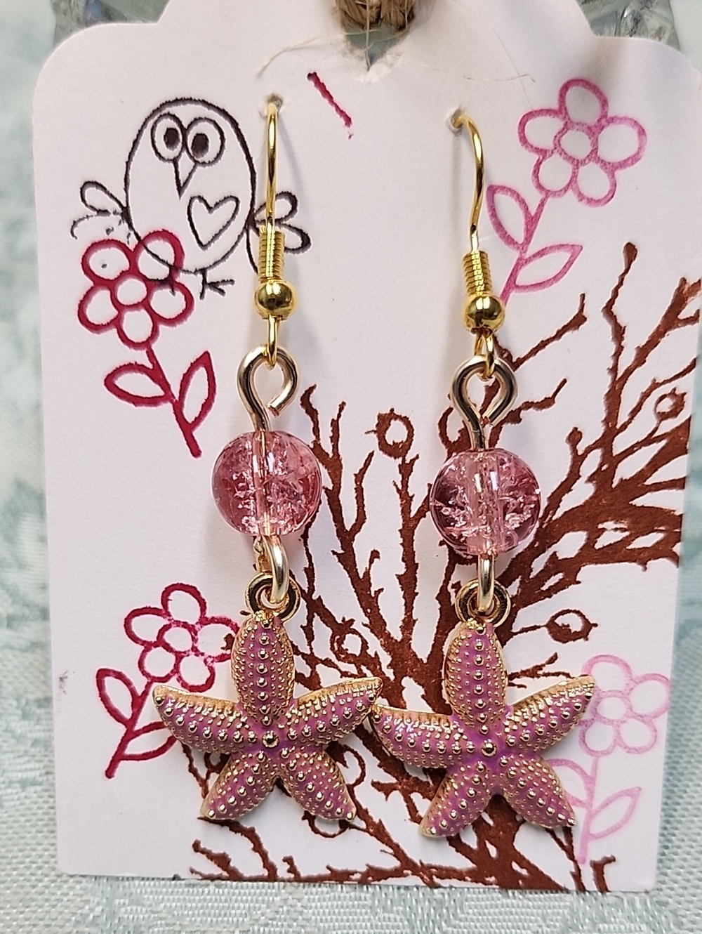 Pink Starfish Dangle Earrings!
